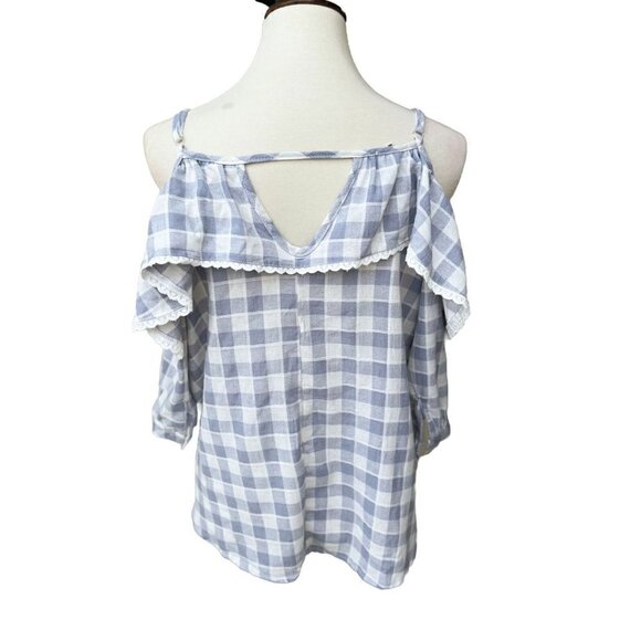 Pursue By Nasty Gal Women's Gray Going Gingham Cold Shoulder Top One Size NWOT - Picture 13 of 14